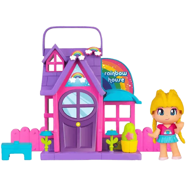 Mini Casita de Arcoiris PinyPon Famosa con Accesorios + Figura de Niña
